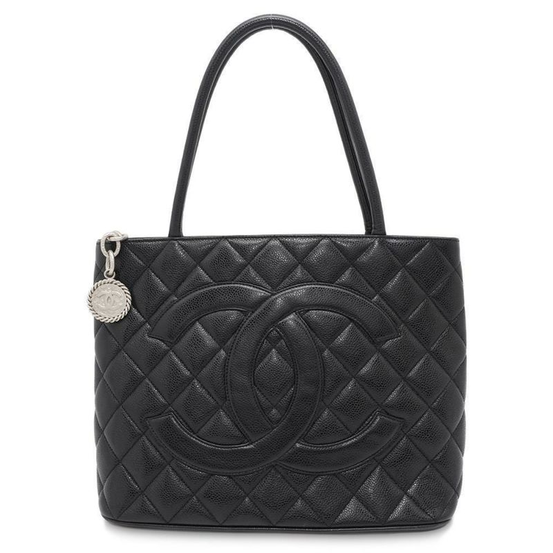シャネル トートバッグ 復刻トート ココマーク キャビアスキン A01804 CHANEL バッグ マトラッセ キルティング 黒