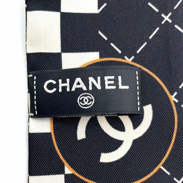 シャネル スカーフ ココマーク シルク CHANEL ヘアバンド 黒 白