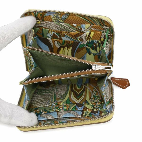 エルメス コインケース アザップコンパクト シルクイン ライム/シルバー金具 エプソン Y刻印
