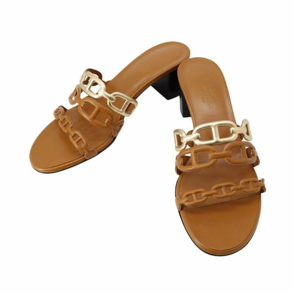 エルメス サンダル タンデム シェーヌダンクル レザー レディースサイズ36 HERMES 靴