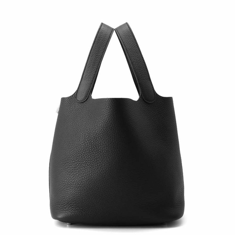 エルメス ハンドバッグ ピコタンロックMM ブラック/シルバー金具 トリヨンクレマンス W刻印 黒