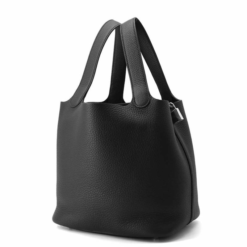 エルメス ハンドバッグ ピコタンロックMM ブラック/シルバー金具 トリヨンクレマンス W刻印 黒