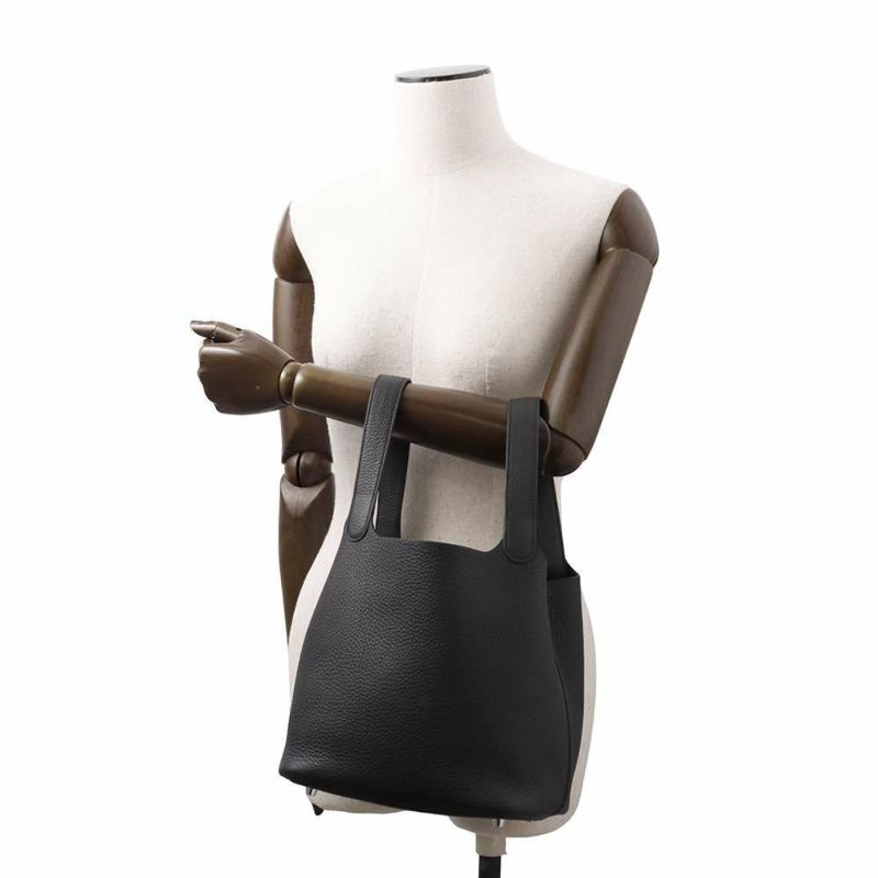 エルメス ハンドバッグ ピコタンロックMM ブラック/シルバー金具 トリヨンクレマンス W刻印 黒