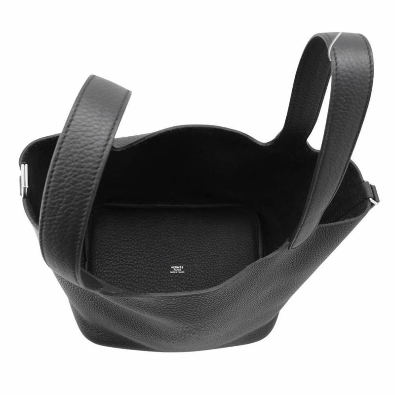 エルメス ハンドバッグ ピコタンロックMM ブラック/シルバー金具 トリヨンクレマンス W刻印 黒