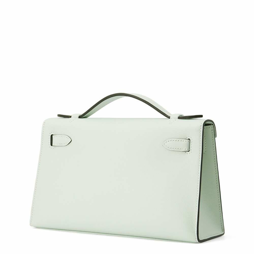 エルメス ハンドバッグ ポシェットケリー ヴェールペパーミント/シルバー金具 スイフト W刻印