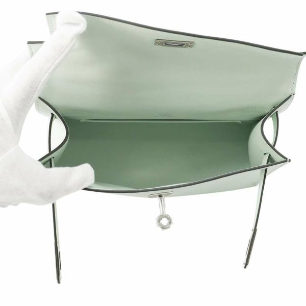 エルメス ハンドバッグ ポシェットケリー ヴェールペパーミント/シルバー金具 スイフト W刻印