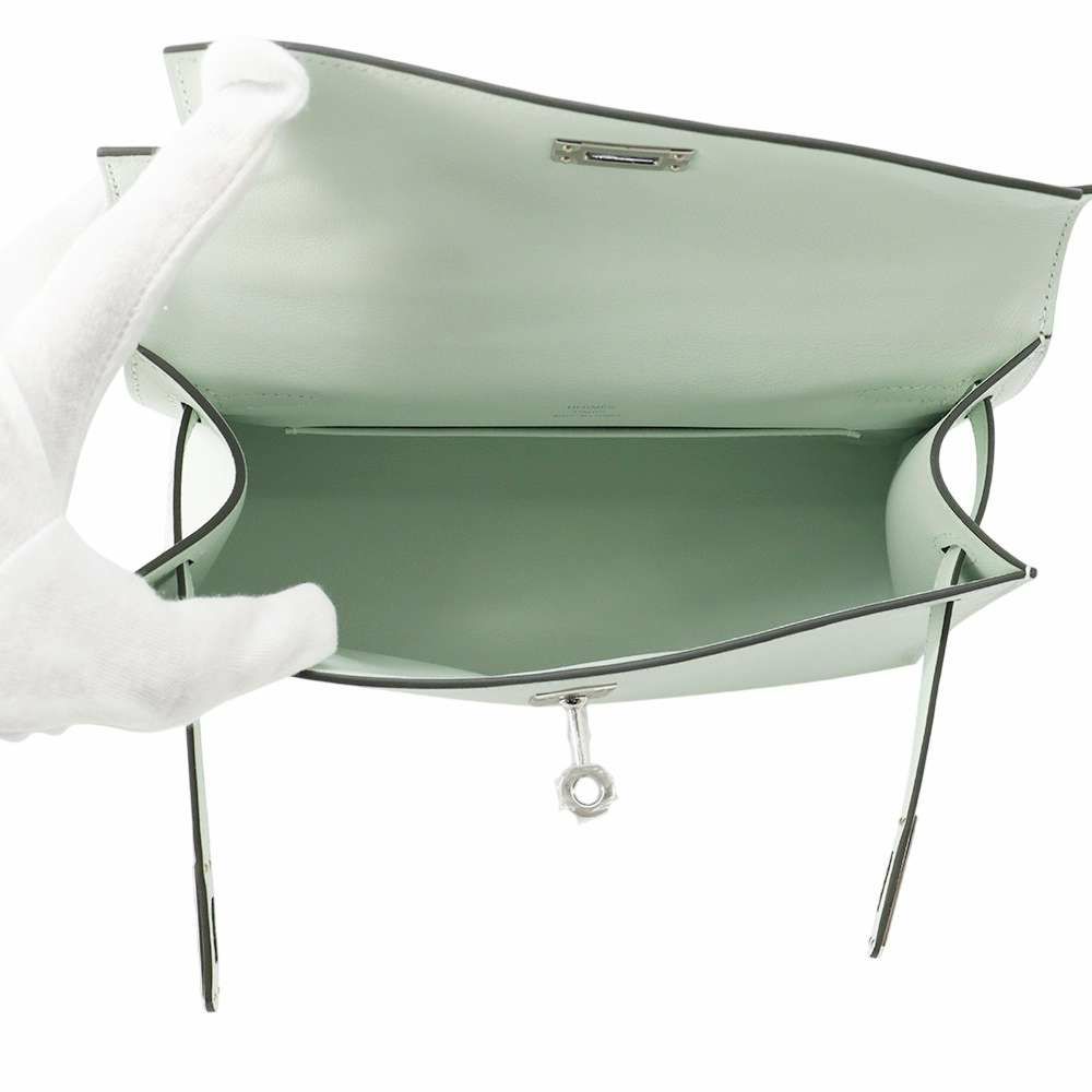 エルメス ハンドバッグ ポシェットケリー ヴェールペパーミント/シルバー金具 スイフト W刻印