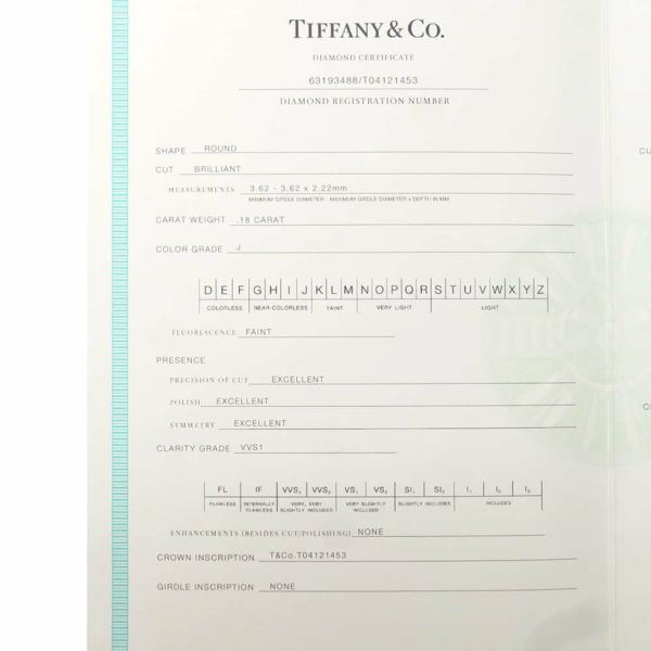 ティファニー ネックレス ソリティア ペンダント ダイヤモンド 0.18ct Pt950プラチナ 60007525 Co 鑑定書付き ジュエリー