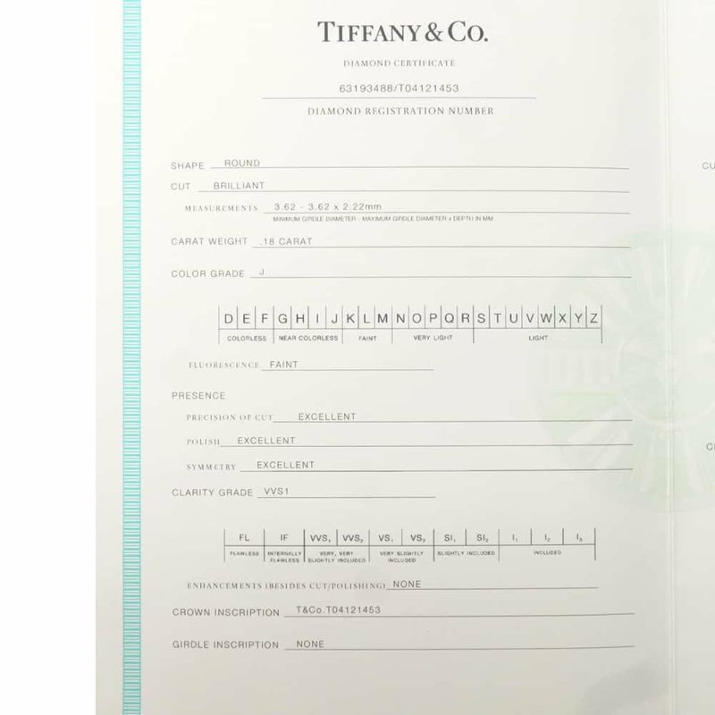 ティファニー ネックレス ソリティア ペンダント ダイヤモンド 0.18ct Pt950プラチナ 60007525 Co 鑑定書付き ジュエリー