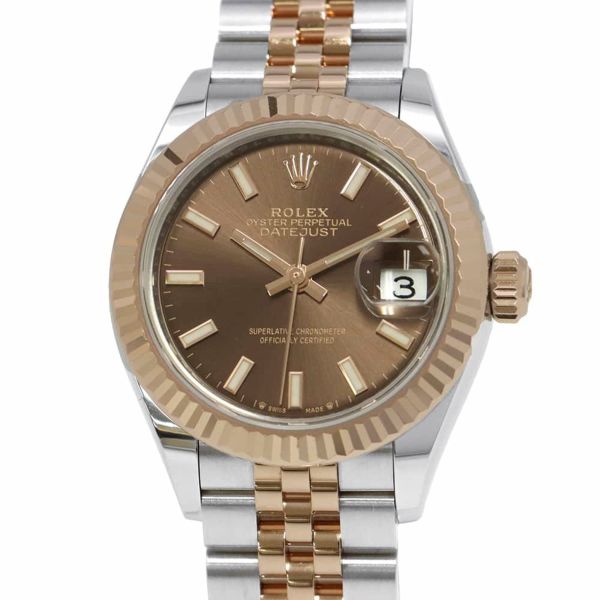 ロレックス レディ デイトジャスト SS/K18PG 279171 ROLEX 腕時計 レディース チョコレート文字盤