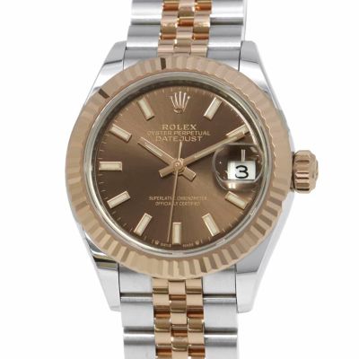 ロレックス レディ デイトジャスト SS/K18PG 279171 ROLEX 腕時計 レディース チョコレート文字盤 安心保証