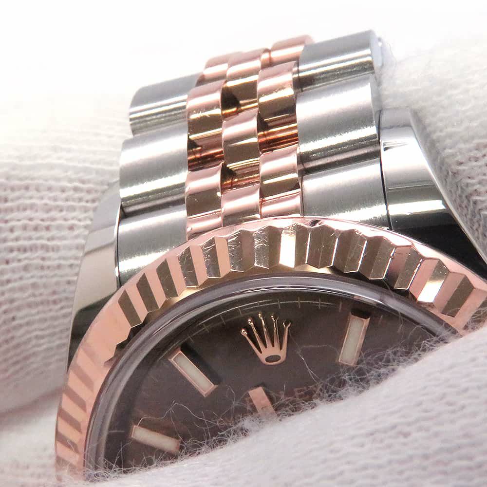 ロレックス レディ デイトジャスト SS/K18PG 279171 ROLEX 腕時計 レディース チョコレート文字盤