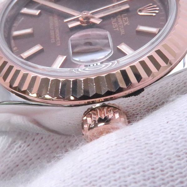 ロレックス レディ デイトジャスト SS/K18PG 279171 ROLEX 腕時計 レディース チョコレート文字盤