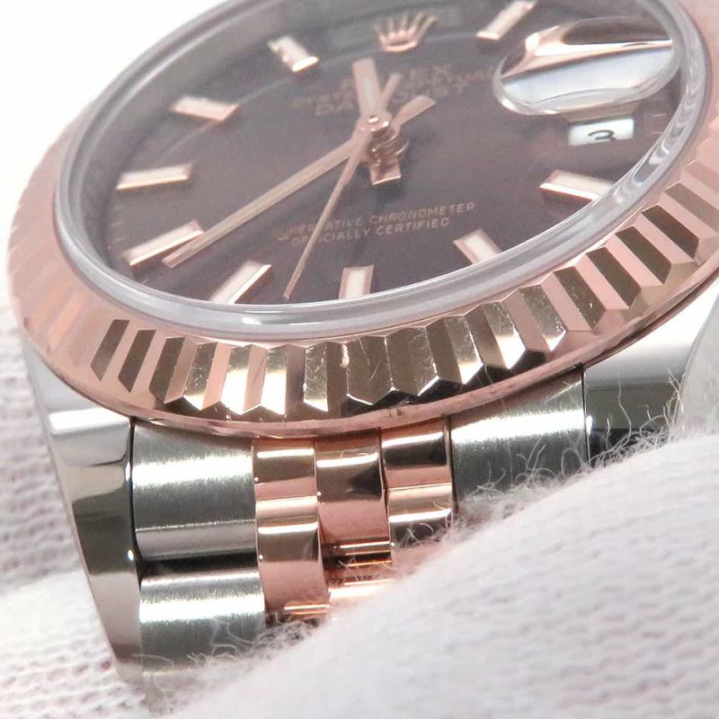 ロレックス レディ デイトジャスト SS/K18PG 279171 ROLEX 腕時計 レディース チョコレート文字盤