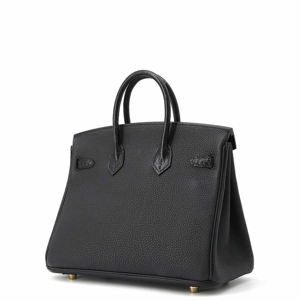 エルメス バーキン25 タッチ ブラック/ゴールド金具 トゴ/アリゲーターマット W刻印 HERMES Birkin ハンドバッグ 黒