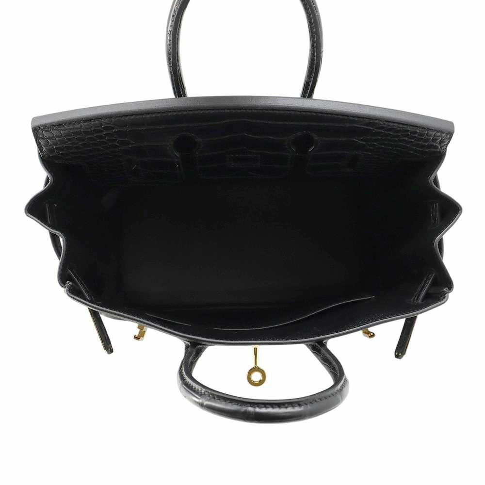 エルメス バーキン25 タッチ ブラック/ゴールド金具 トゴ/アリゲーターマット W刻印 HERMES Birkin ハンドバッグ 黒