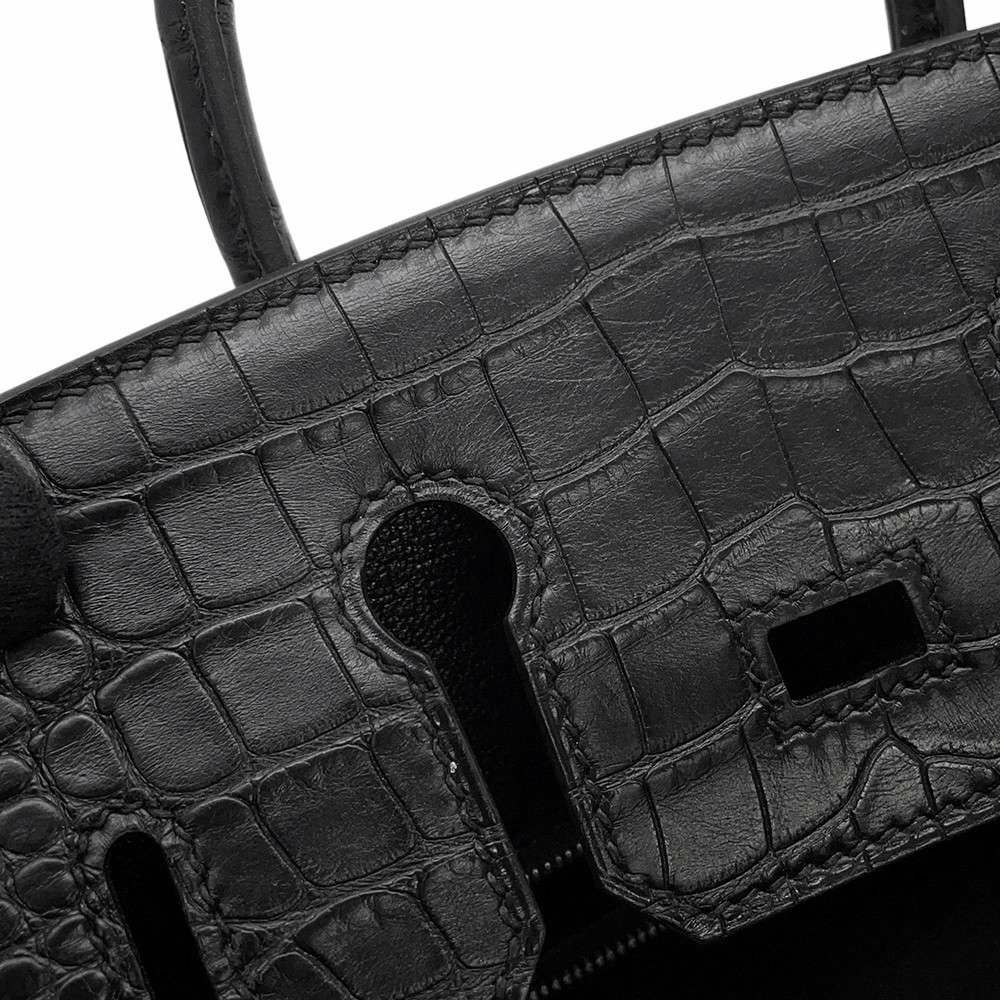 エルメス バーキン25 タッチ ブラック/ゴールド金具 トゴ/アリゲーターマット W刻印 HERMES Birkin ハンドバッグ 黒