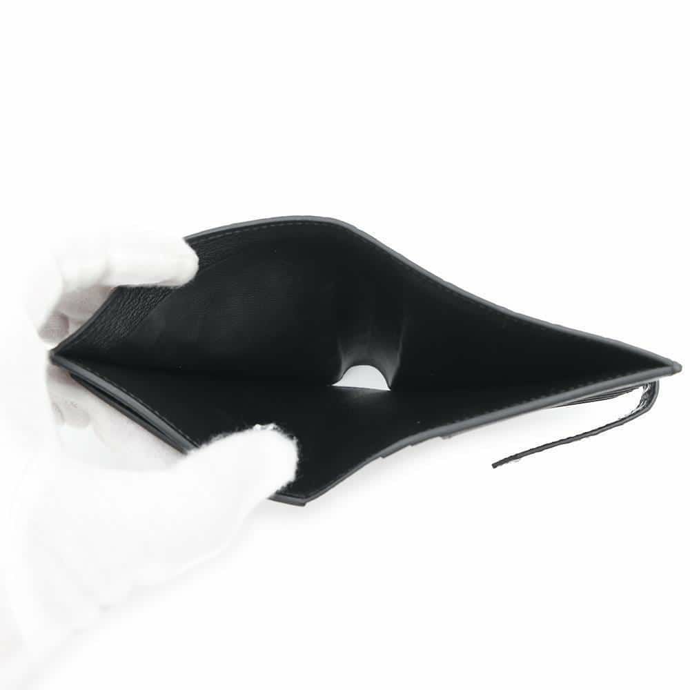 エルメス 二つ折り財布 ベアンコンパクト ブラック/シルバー金具 アリゲーターマット B刻印 HERMES 財布 黒