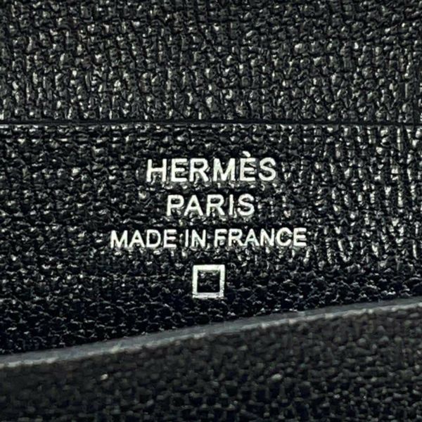 エルメス 二つ折り財布 ベアンコンパクト ブラック/シルバー金具 アリゲーターマット B刻印 HERMES 財布 黒