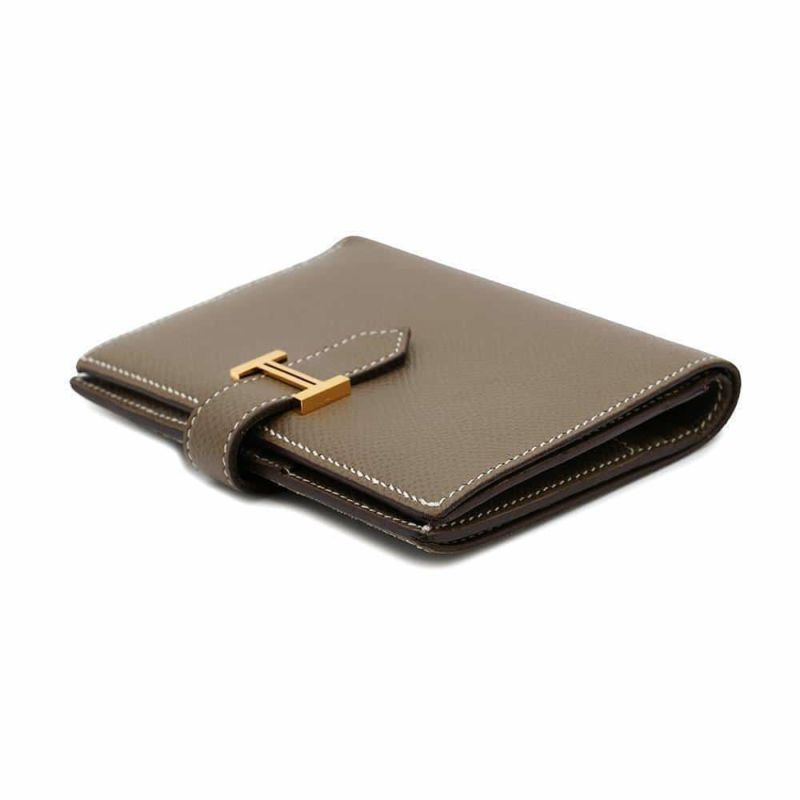 エルメス 二つ折り財布 ベアンコンパクト エトゥープ/ゴールド金具 エプソン Y刻印 HERMES 財布
