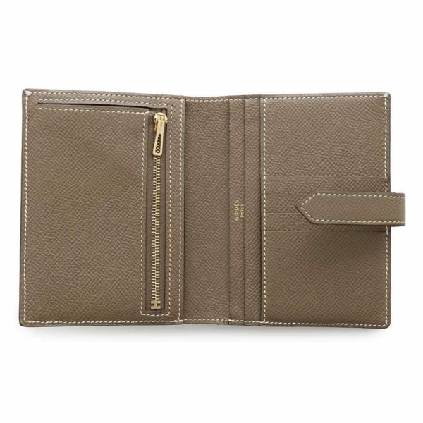 エルメス 二つ折り財布 ベアンコンパクト エトゥープ/ゴールド金具 エプソン Y刻印 HERMES 財布