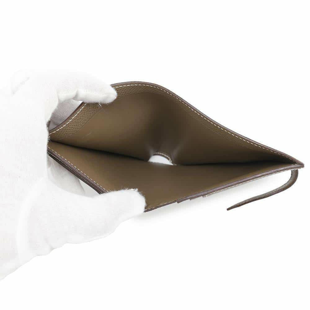 エルメス 二つ折り財布 ベアンコンパクト エトゥープ/ゴールド金具 エプソン Y刻印 HERMES 財布
