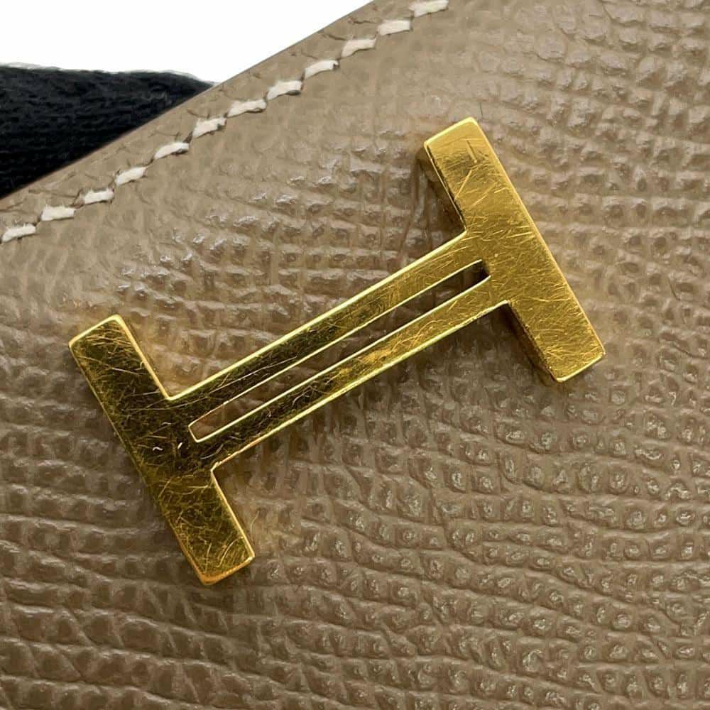 エルメス 二つ折り財布 ベアンコンパクト エトゥープ/ゴールド金具 エプソン Y刻印 HERMES 財布