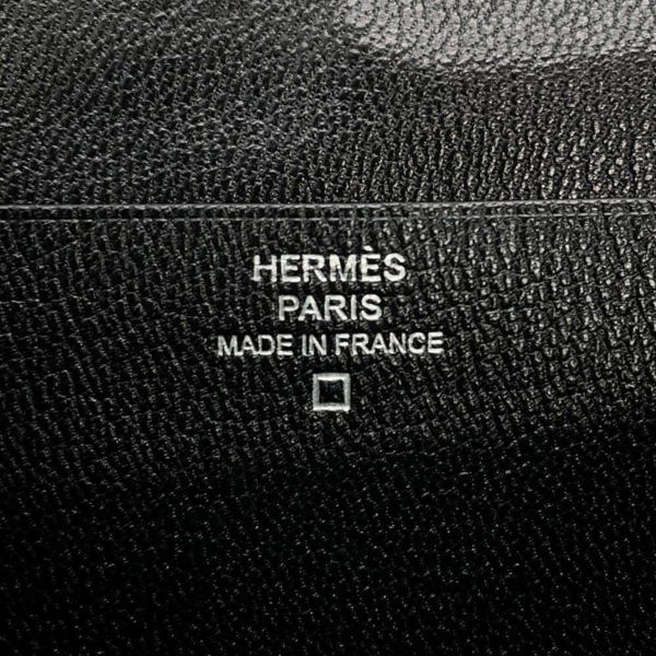 エルメス 長財布 ベアンスフレ ブラック/シルバー金具 アリゲーターシャイン □Q刻印 HERMES 財布 黒