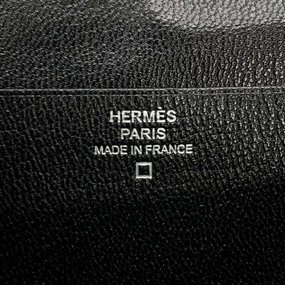 エルメス 長財布 ベアンスフレ ブラック/シルバー金具 アリゲーターシャイン □Q刻印 HERMES 財布 黒