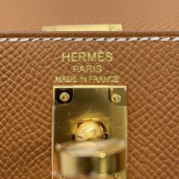 エルメス ハンドバッグ ケリー25 外縫い ゴールド/ゴールド金具 エプソン W刻印 2wayショルダー