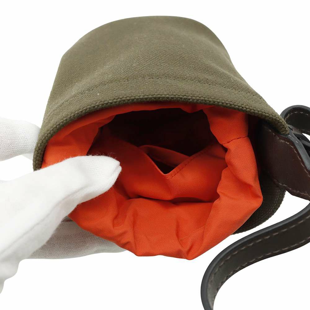 エルメス 犬用トリーツ ポーチ オン ザ ゴー  カーキ/シルバー金具 キャンバス W刻印 HERMES 小物入れ