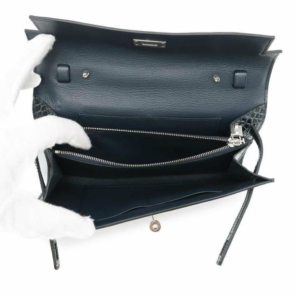 エルメス ケリーウォレット ロング トゥーゴー ヴェールフォンセ/シルバー金具 アリゲーターシャイン W刻印