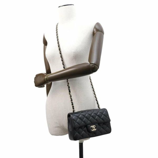 シャネル チェーンショルダーバッグ ミニ マトラッセ 20 ココマーク ラムスキン A69900 CHANEL フラップ 黒