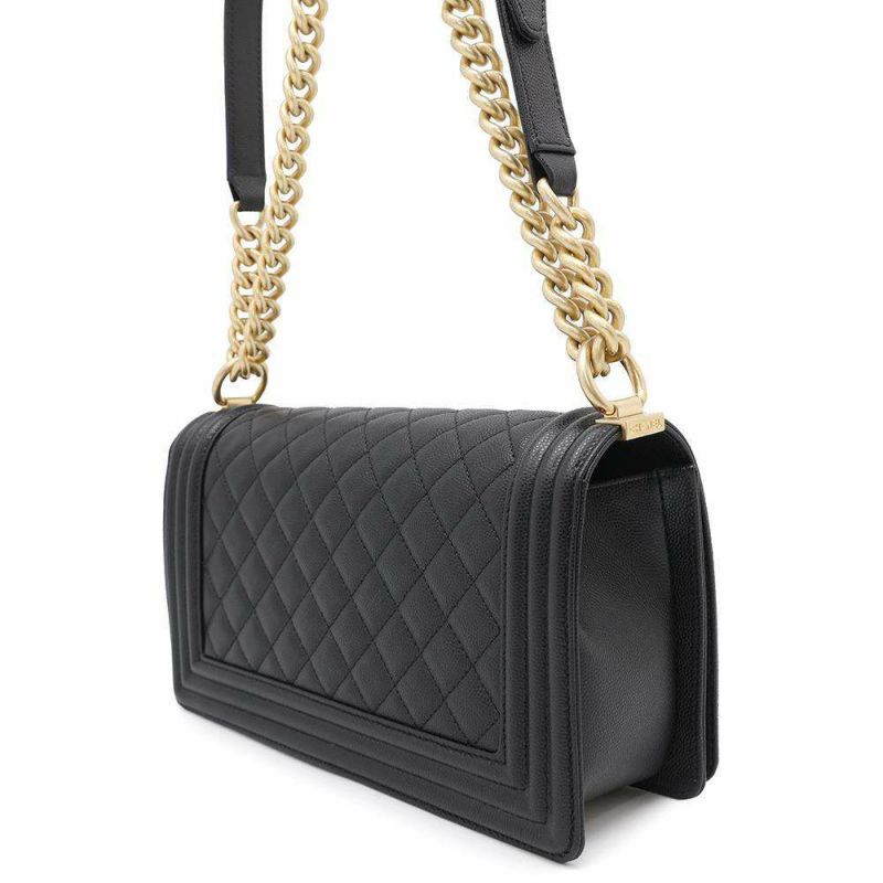 シャネル チェーンショルダーバッグ ココマーク ボーイシャネル キャビアスキン A67086 CHANEL 斜めがけ BOY CHANEL 黒