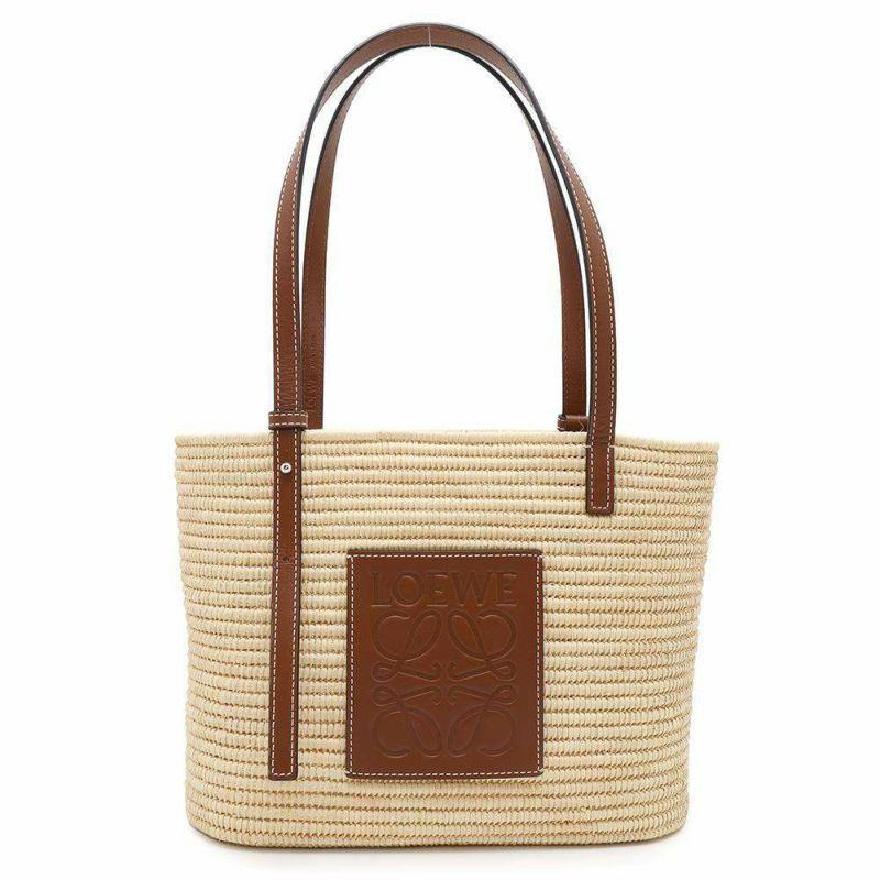 ロエベ トートバッグ スクエアバスケット スモール ラフィア カーフレザー A223099X02 LOEWE カゴバッグ