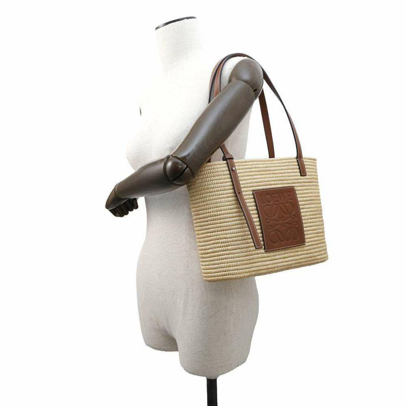 ロエベ トートバッグ スクエアバスケット スモール ラフィア カーフレザー A223099X02 LOEWE カゴバッグ