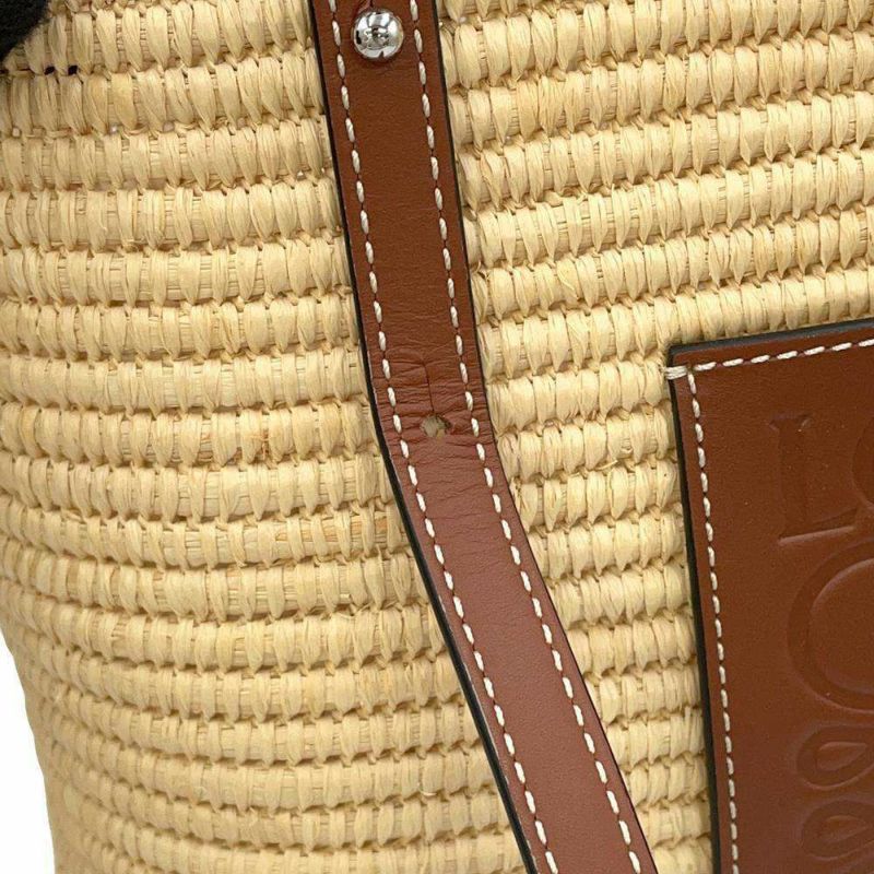 ロエベ トートバッグ スクエアバスケット スモール ラフィア カーフレザー A223099X02 LOEWE カゴバッグ