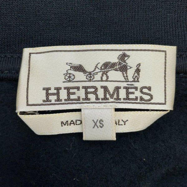 エルメス パーカー フーデッドジップアップ ランH コットン メンズサイズXS HERMES アパレル 黒 白