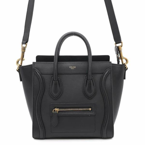 セリーヌ ハンドバッグ ラゲージ ナノショッパー レザー 189243 CELINE バッグ 2wayショルダーバッグ 黒