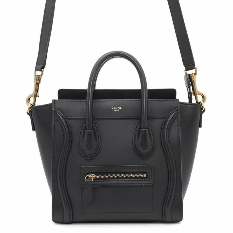 セリーヌ ハンドバッグ ラゲージ ナノショッパー レザー 189243 CELINE バッグ 2wayショルダーバッグ 黒