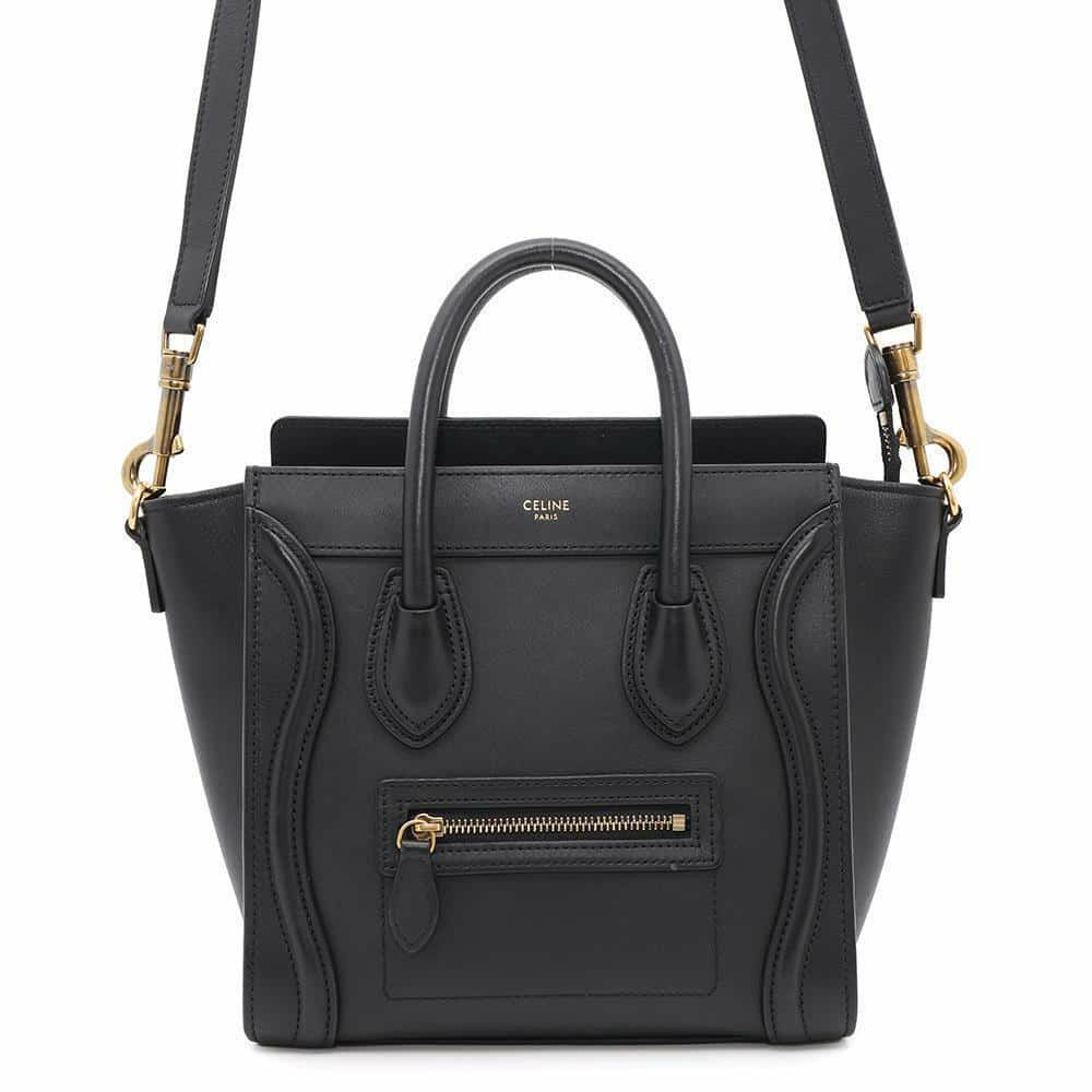 セリーヌ ハンドバッグ ラゲージ ナノショッパー レザー 189243 CELINE バッグ 2wayショルダーバッグ 黒