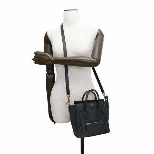 セリーヌ ハンドバッグ ラゲージ ナノショッパー レザー 189243 CELINE バッグ 2wayショルダーバッグ 黒