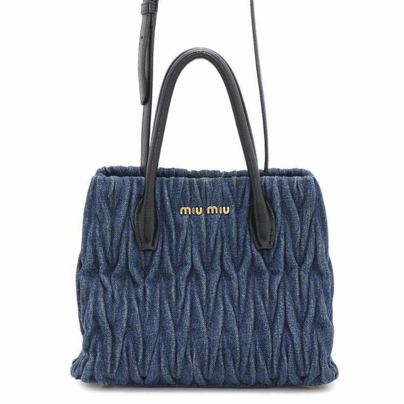 ミュウミュウ ハンドバッグ マテラッセ デニム レザー 5BG069 MIUMIU 2way