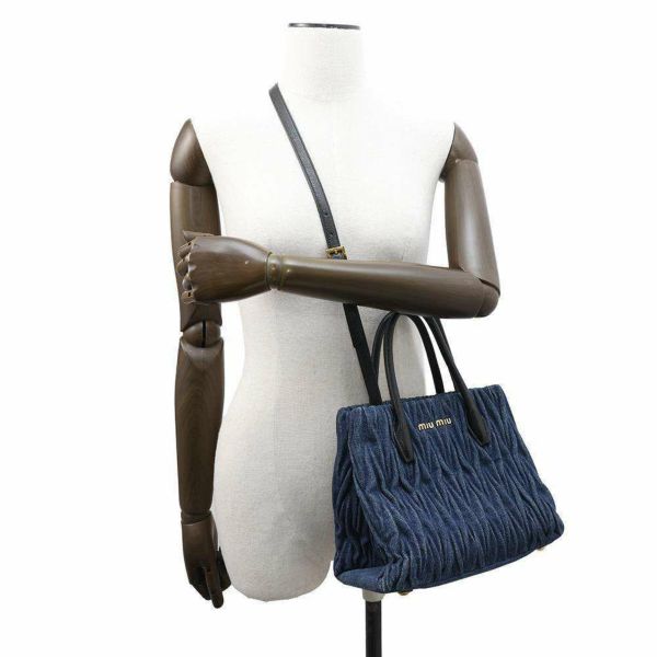ミュウミュウ ハンドバッグ マテラッセ デニム レザー 5BG069 MIUMIU 2way