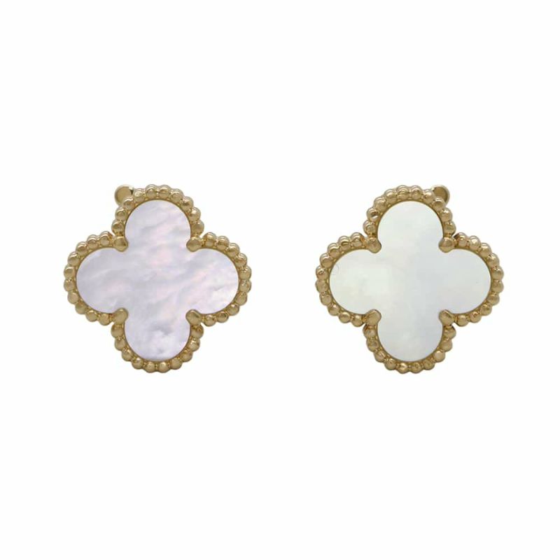 ヴァンクリーフ&アーペル ピアス ヴィンテージ アルハンブラ イヤリング マザーオブパール K18YGイエローゴールド VCARA44100