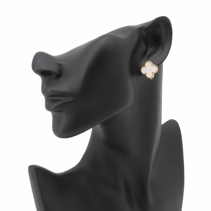 ヴァンクリーフ&アーペル ピアス ヴィンテージ アルハンブラ イヤリング マザーオブパール K18YGイエローゴールド VCARA44100