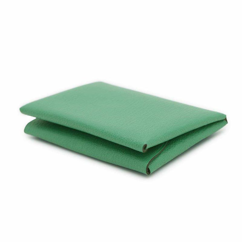 エルメス コインケース カルヴィ デュオ ヴェルソ ミント/モーヴペール/シルバー金具 シェブルミゾル U刻印 財布