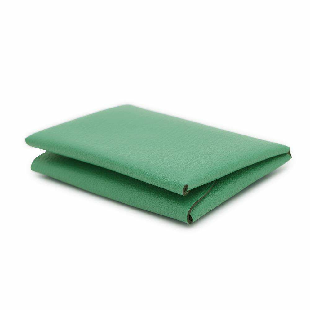 エルメス コインケース カルヴィ デュオ ヴェルソ ミント/モーヴペール/シルバー金具 シェブルミゾル U刻印 財布