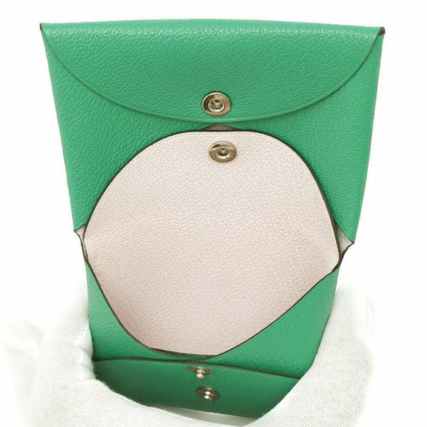 エルメス コインケース カルヴィ デュオ ヴェルソ ミント/モーヴペール/シルバー金具 シェブルミゾル U刻印 財布