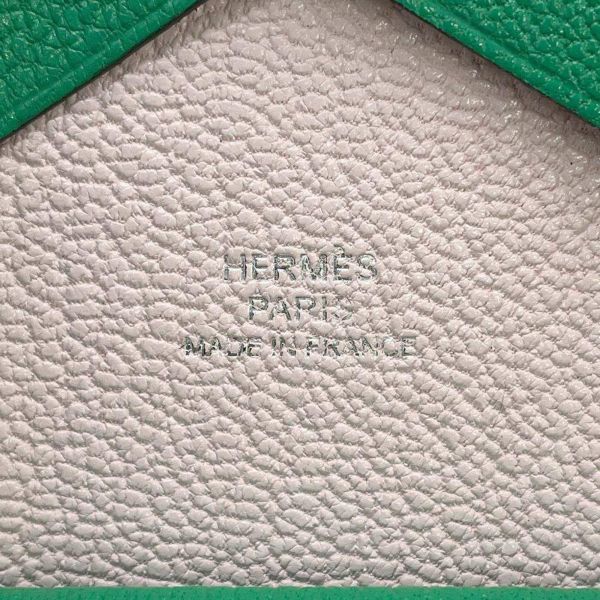 エルメス コインケース カルヴィ デュオ ヴェルソ ミント/モーヴペール/シルバー金具 シェブルミゾル U刻印 財布